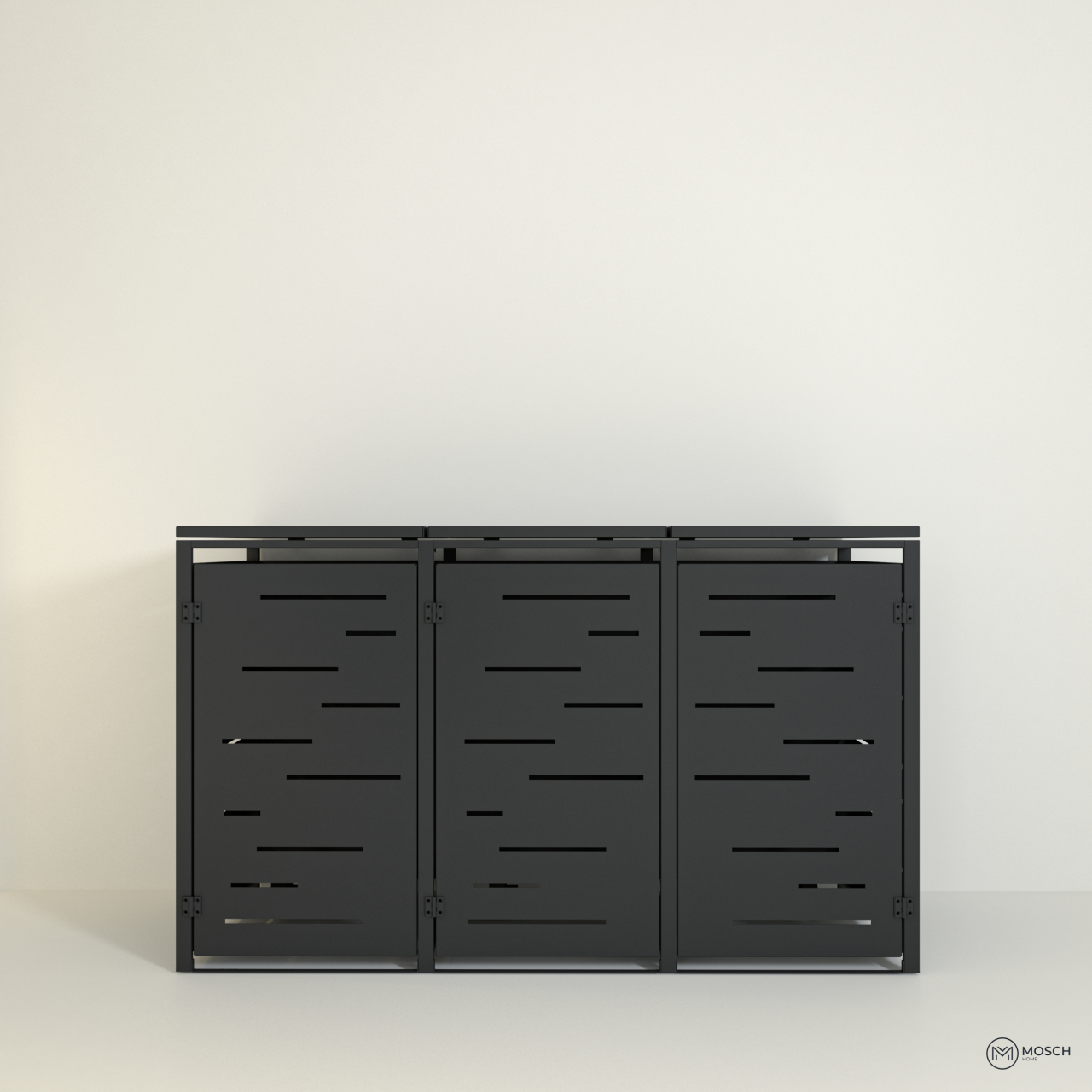 Steel Waste Bin Storage Cabinet for 3 Bins – Modern Design and Protection for Outdoor Spaces [6]