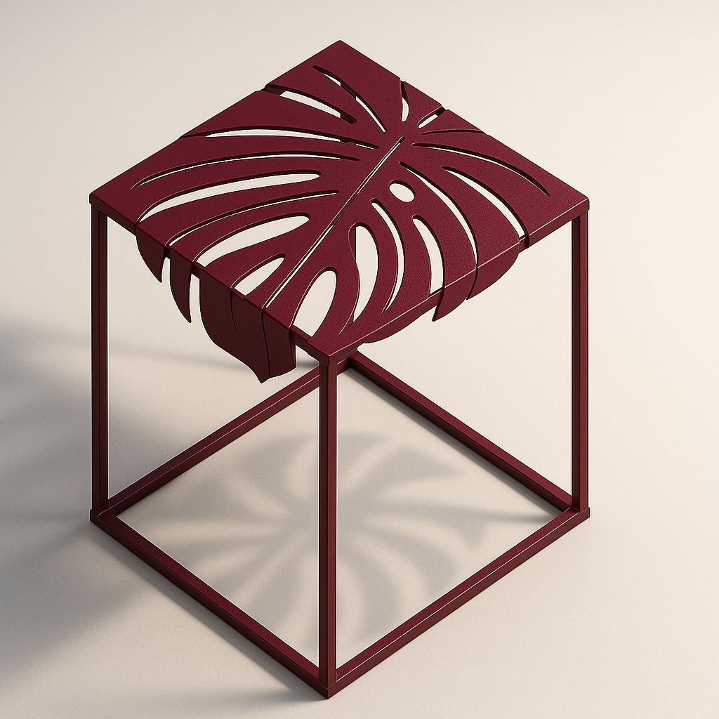 Masă de cafea cu blat metalic în formă de frunză - model Fronda [7]