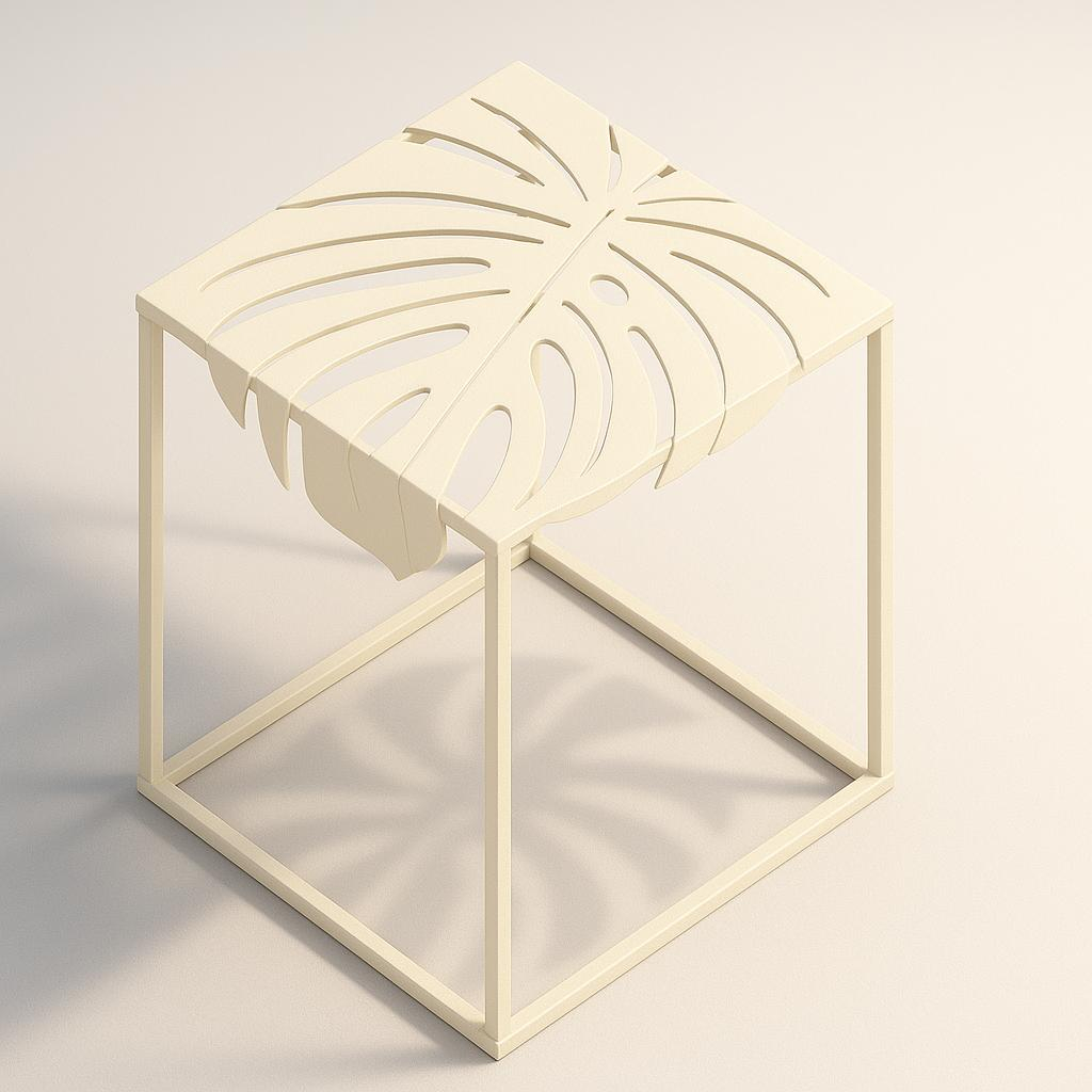 Masă de cafea cu blat metalic în formă de frunză - model Fronda [12]