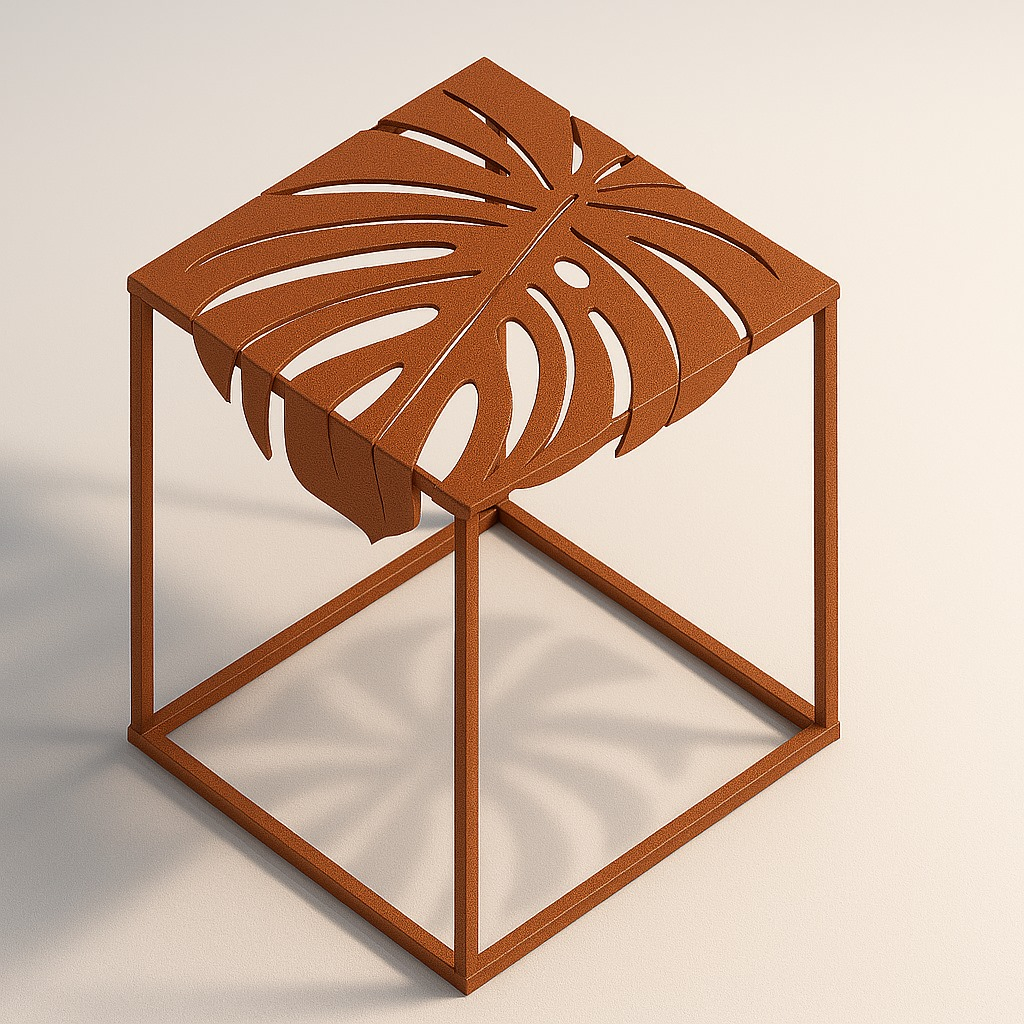 Masă de cafea cu blat metalic în formă de frunză - model Fronda [11]