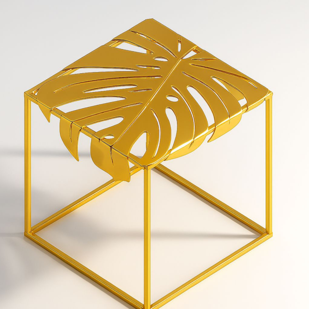 Masă de cafea cu blat metalic în formă de frunză - model Fronda [10]