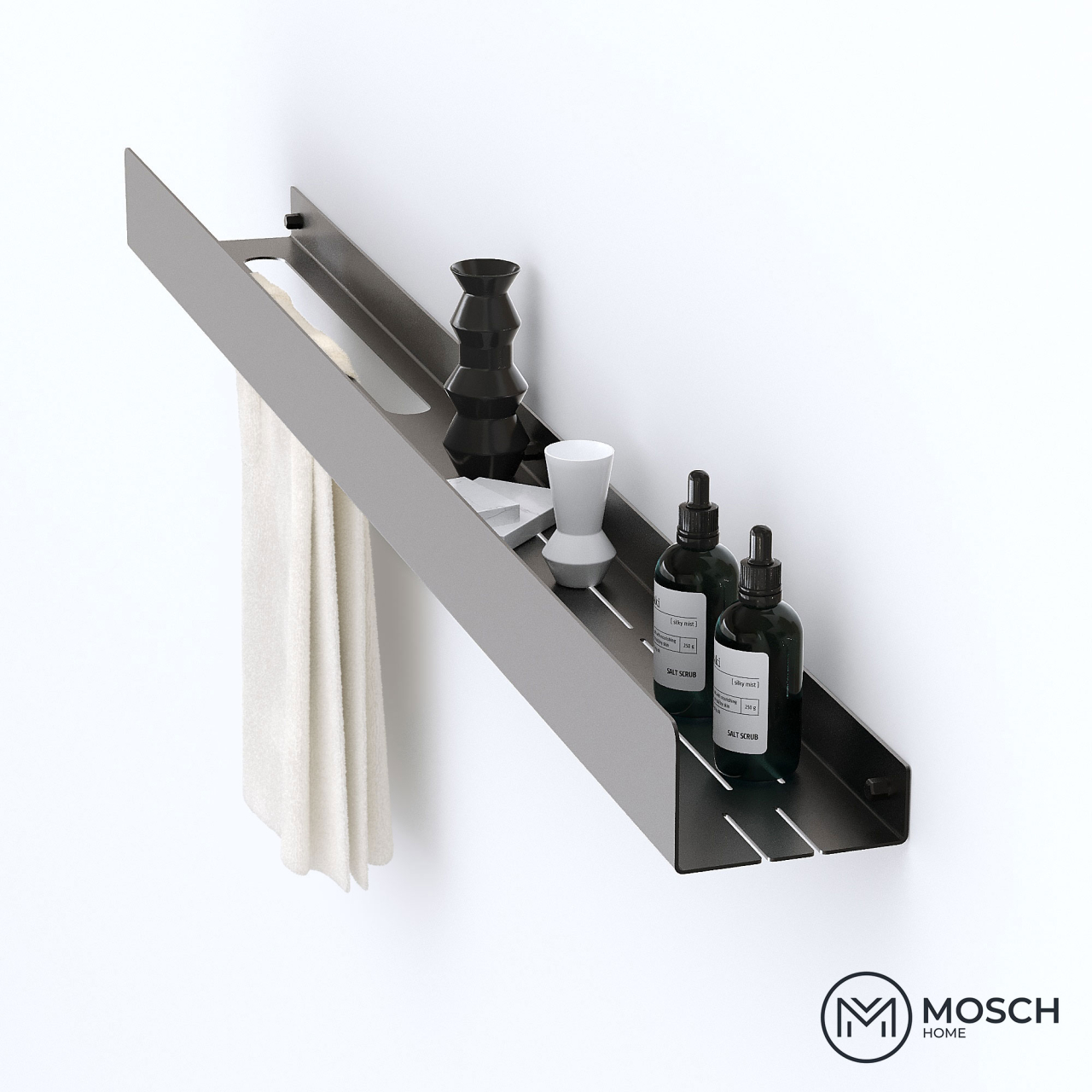 Ohio - Polita aluminiu 120 cm pentru baie cu laturi inegale [4]