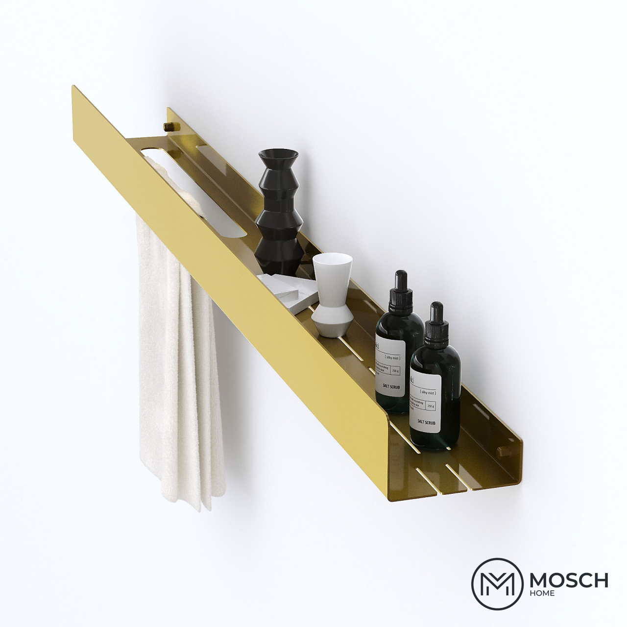 Ohio - Polita aluminiu 120 cm pentru baie cu laturi inegale [3]