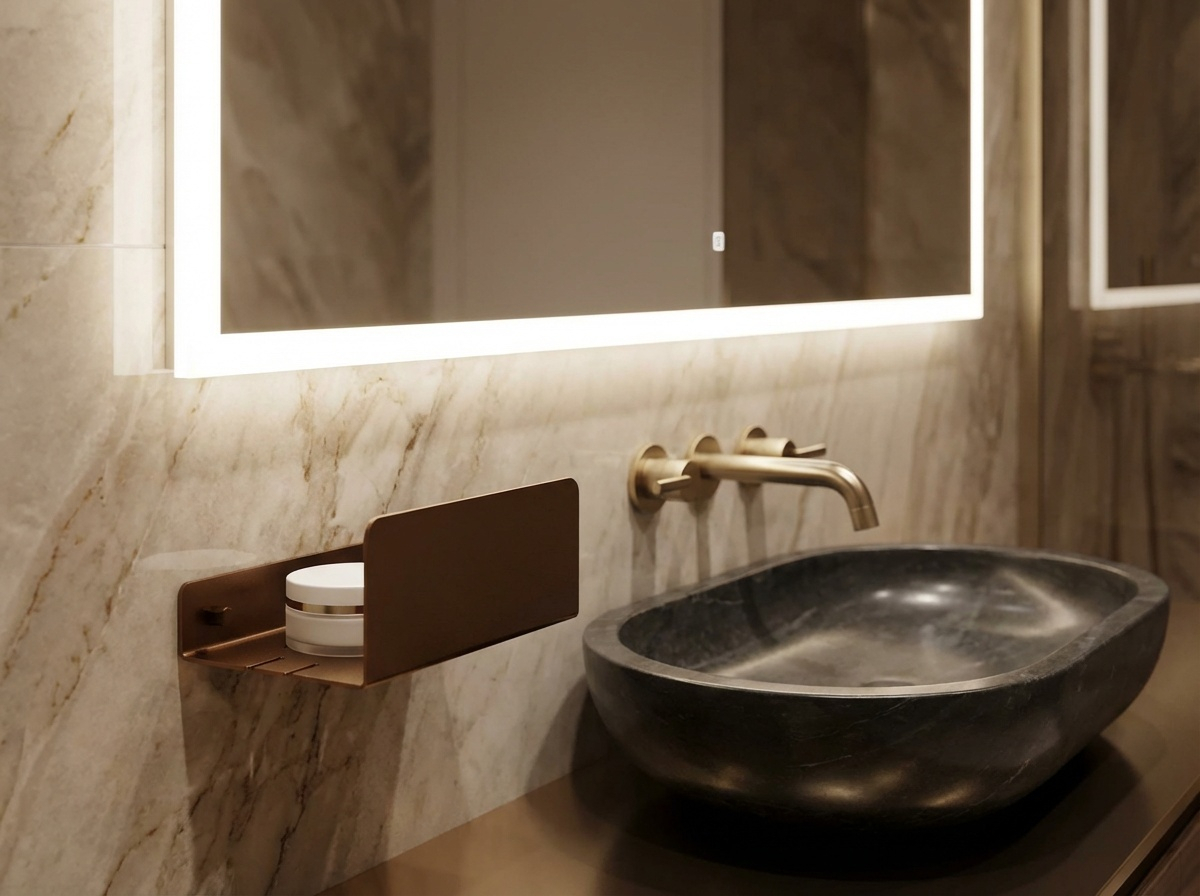 Ohio - Polita aluminiu 20 cm pentru baie cu laturi inegale [2]