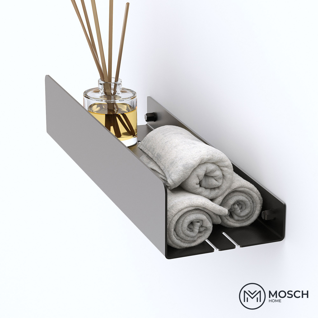 Ohio - Polita aluminiu 40 cm pentru baie cu laturi inegale [4]