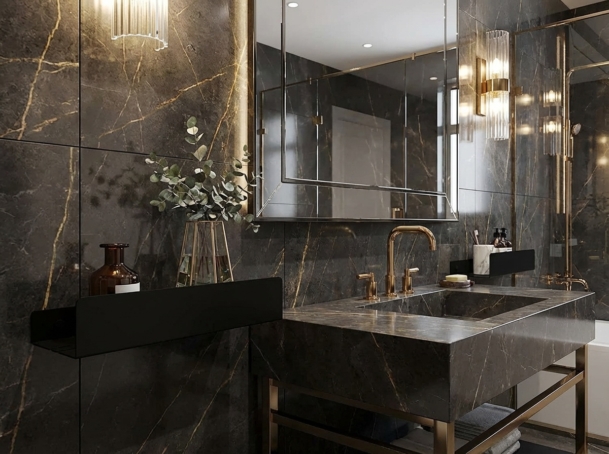 Ohio - Polita aluminiu 80 cm pentru baie cu laturi inegale [2]