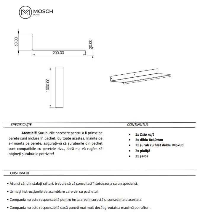 Raft metalic din aluminiu Oslo - Poliță elegantă pentru decorațiuni, 100 cm [9]