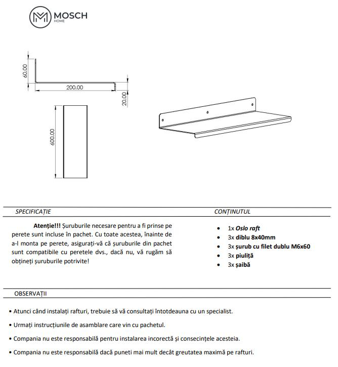 Raft metalic realizat din aluminiu pentru decoratiuni 60 cm lungime design indoit in fata [10]