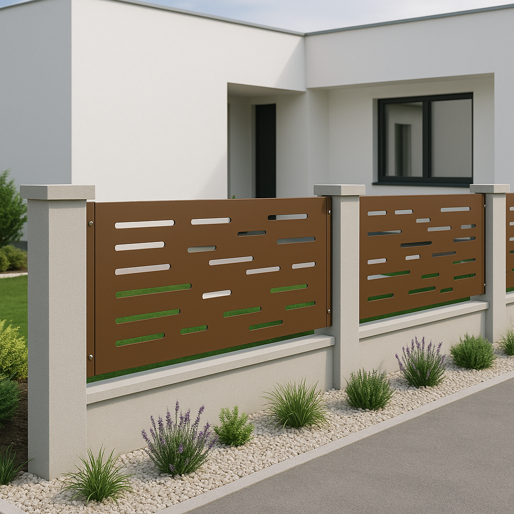 Decorative Fence Panel with Mounting on Concrete Post [1]