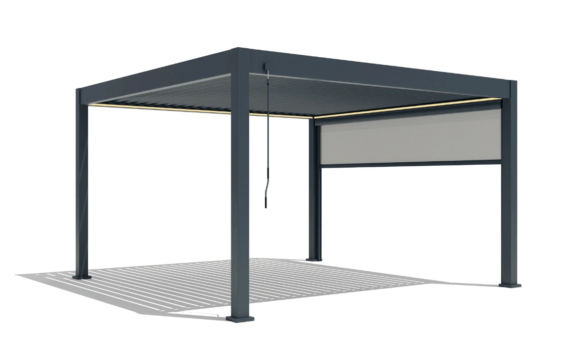 Pergola Bioclimatica Deluxe 2.0, Aluminiu, 3x4m, LED Lumina Calda, Gri Antracit [12]
