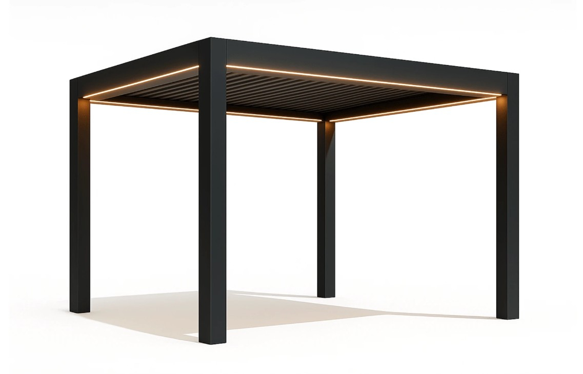 Pergola Bioclimatica Deluxe 2.0, Aluminiu, 3x4m, LED Lumina Calda, Gri Antracit [4]