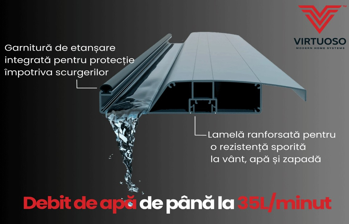 Pergola Bioclimatica Deluxe 2.0, Aluminiu, 3x4m, LED Lumina Calda, Gri Antracit [10]
