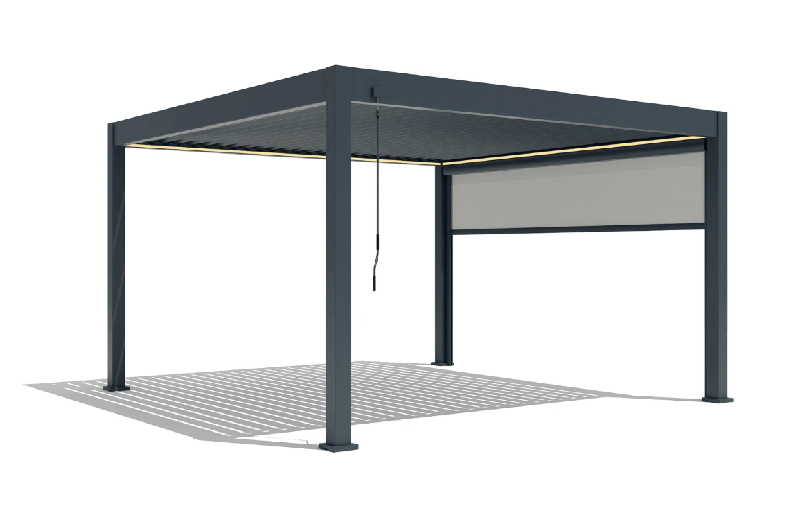 Pergola Bioclimatica Deluxe 2.0, Aluminiu, 3x8m, LED Lumina Calda, Gri Antracit [14]