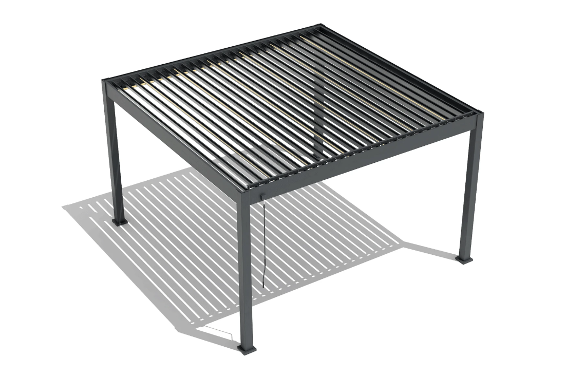 Pergola Bioclimatica Deluxe 2.0, Aluminiu, 3x8m, LED Lumina Calda, Gri Antracit [9]