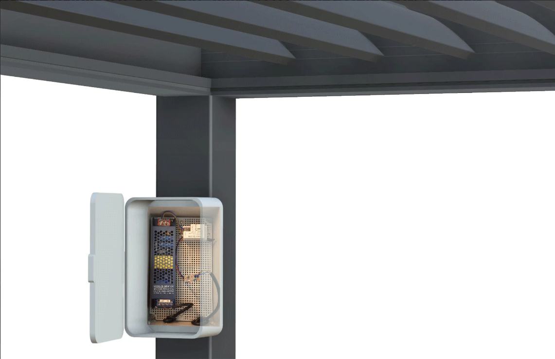 Pergola Bioclimatica Deluxe 2.0, Aluminiu, 3x8m, LED Lumina Calda, Gri Antracit [20]
