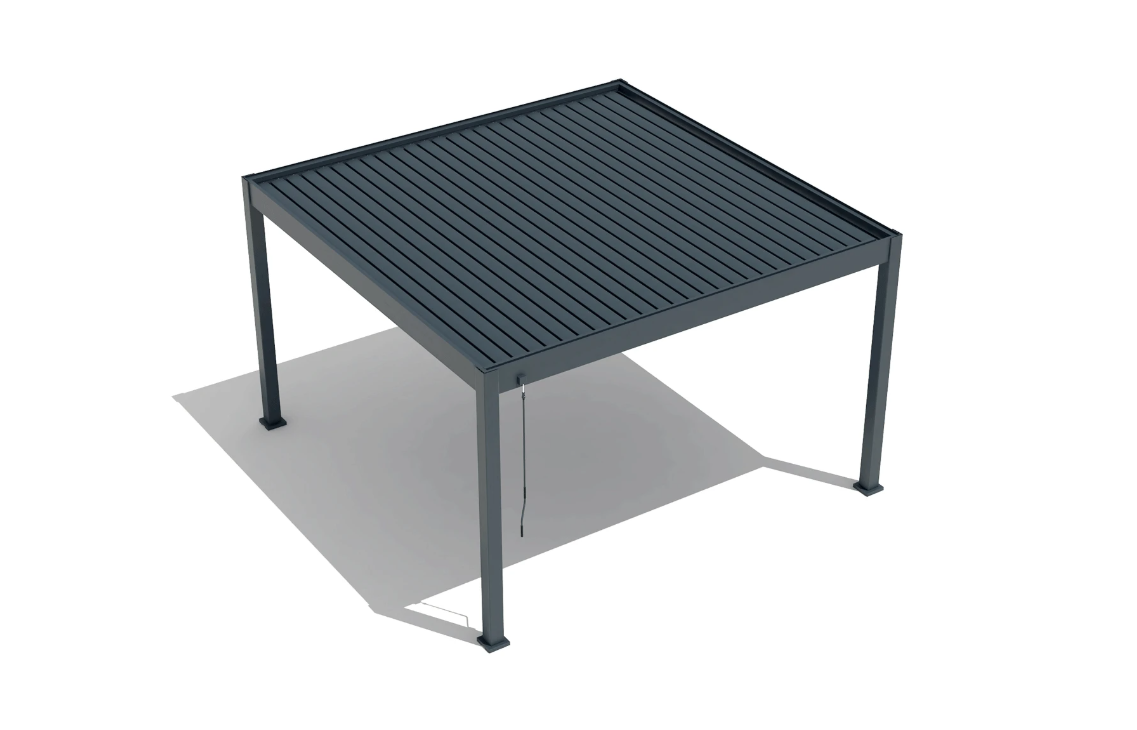 Pergola Bioclimatica Deluxe 2.0, Aluminiu, 3x8m, LED Lumina Calda, Gri Antracit [8]