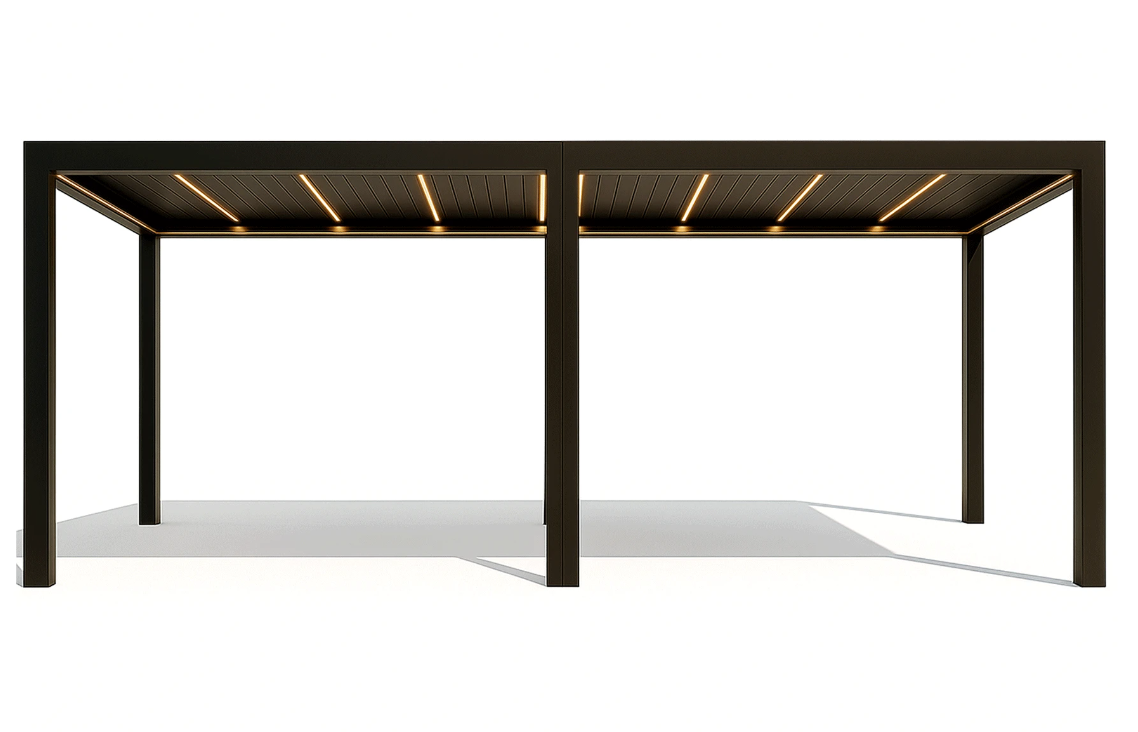 Pergola Bioclimatica Deluxe 2.0, Aluminiu, 3x8m, LED Lumina Calda, Gri Antracit [2]