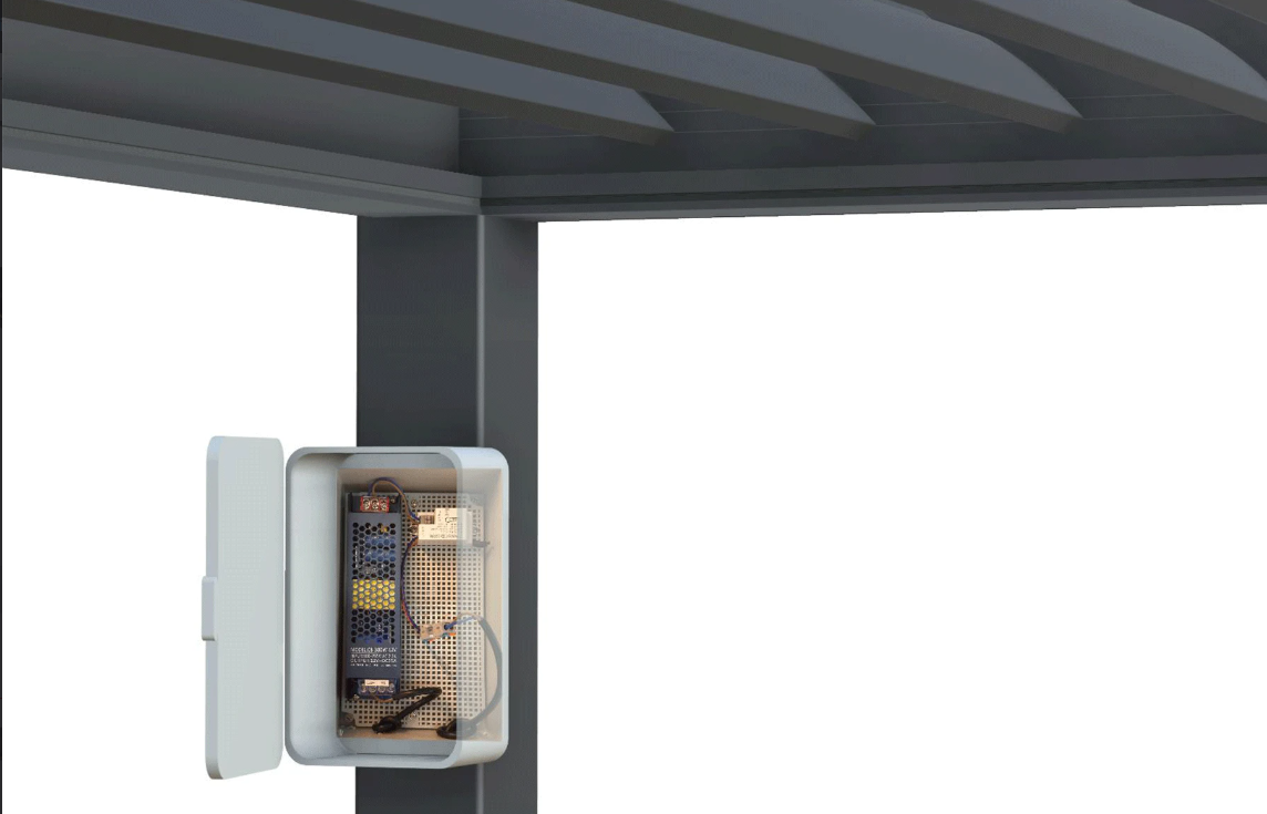 Deluxe 2.0 Bioclimatic Pergola, Aluminum, 4x4m, Warm White LED Lighting, Anthracite Grey [22]