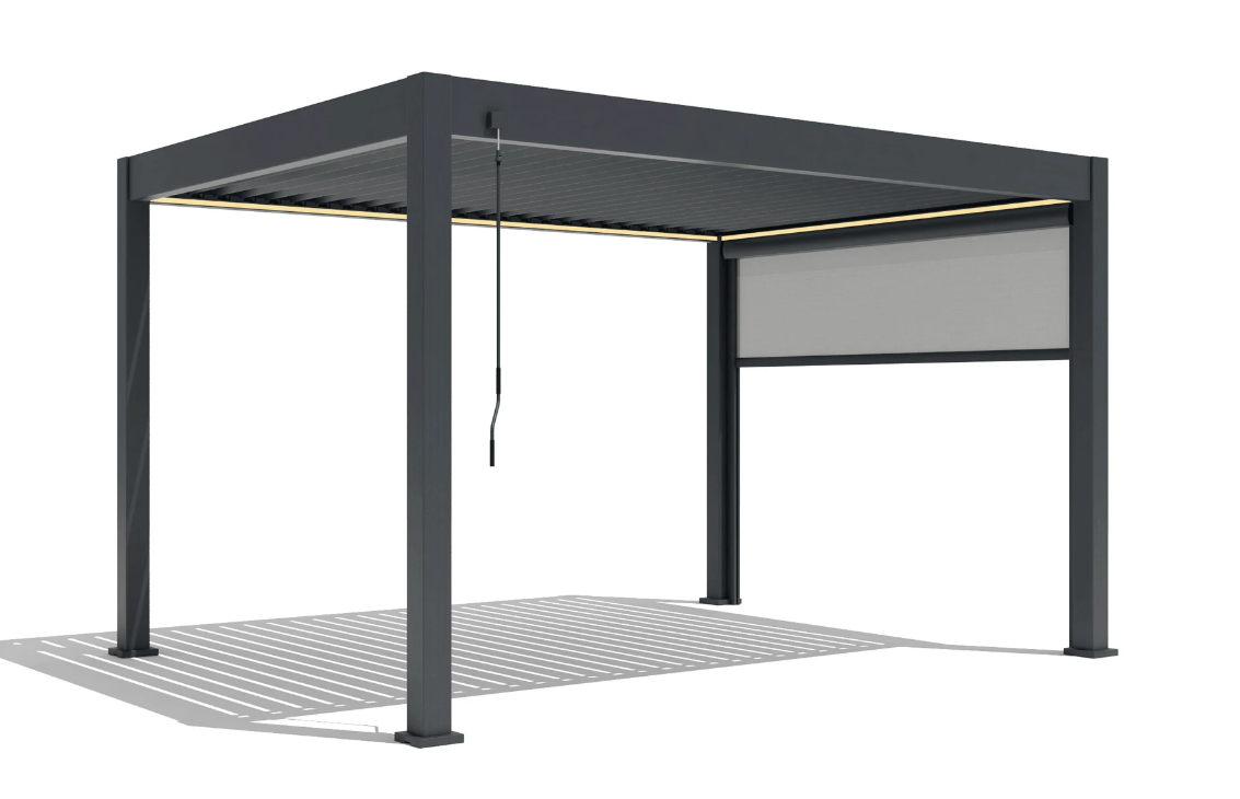 Deluxe 2.0 Bioclimatic Pergola, Aluminum, 4x4m, Warm White LED Lighting, Anthracite Grey [8]