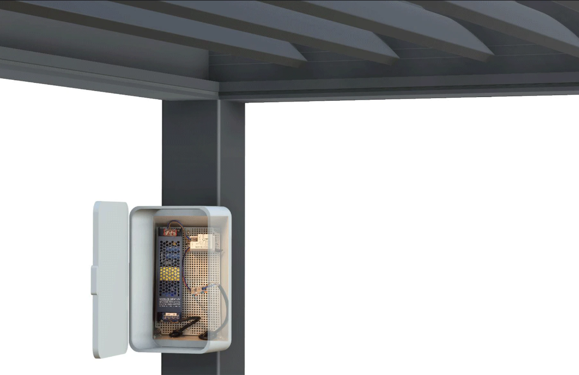 Pergola Bioclimatica Deluxe 2.0, Aluminiu, 4x8m, LED Lumina Calda, Gri Antracit [21]