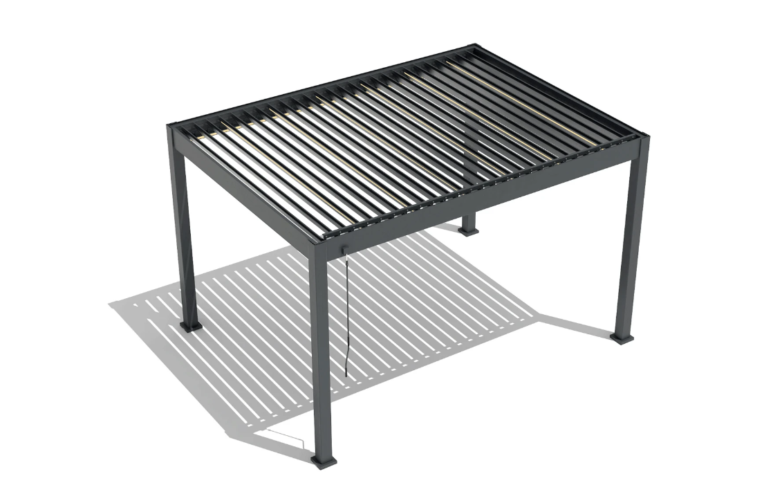 Pergola Bioclimatica Deluxe 2.0, Aluminiu, 4x8m, LED Lumina Calda, Gri Antracit [9]