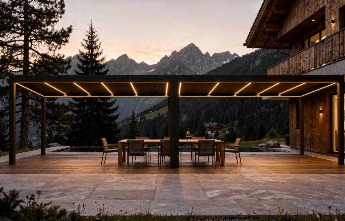 Pergola Bioclimatica Deluxe 2.0, Aluminiu, 4x8m, LED Lumina Calda, Gri Antracit [3]