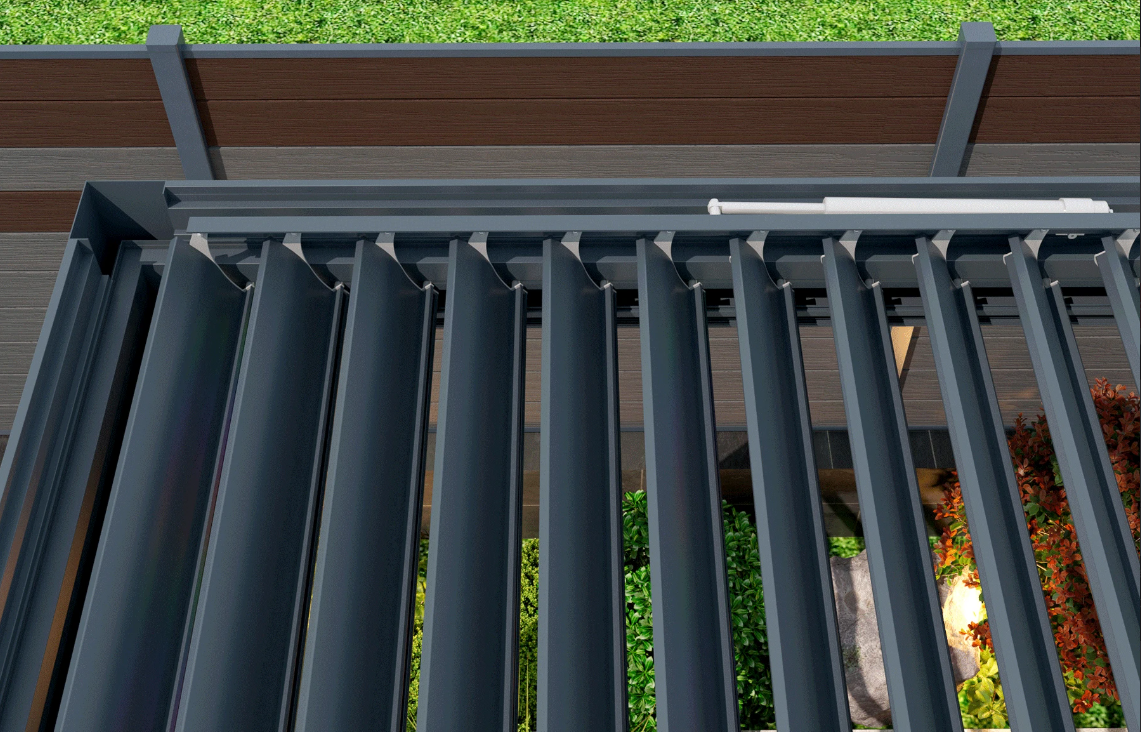 Pergola Bioclimatica Deluxe 2.0, Aluminiu, 4x8m, LED Lumina Calda, Gri Antracit [6]