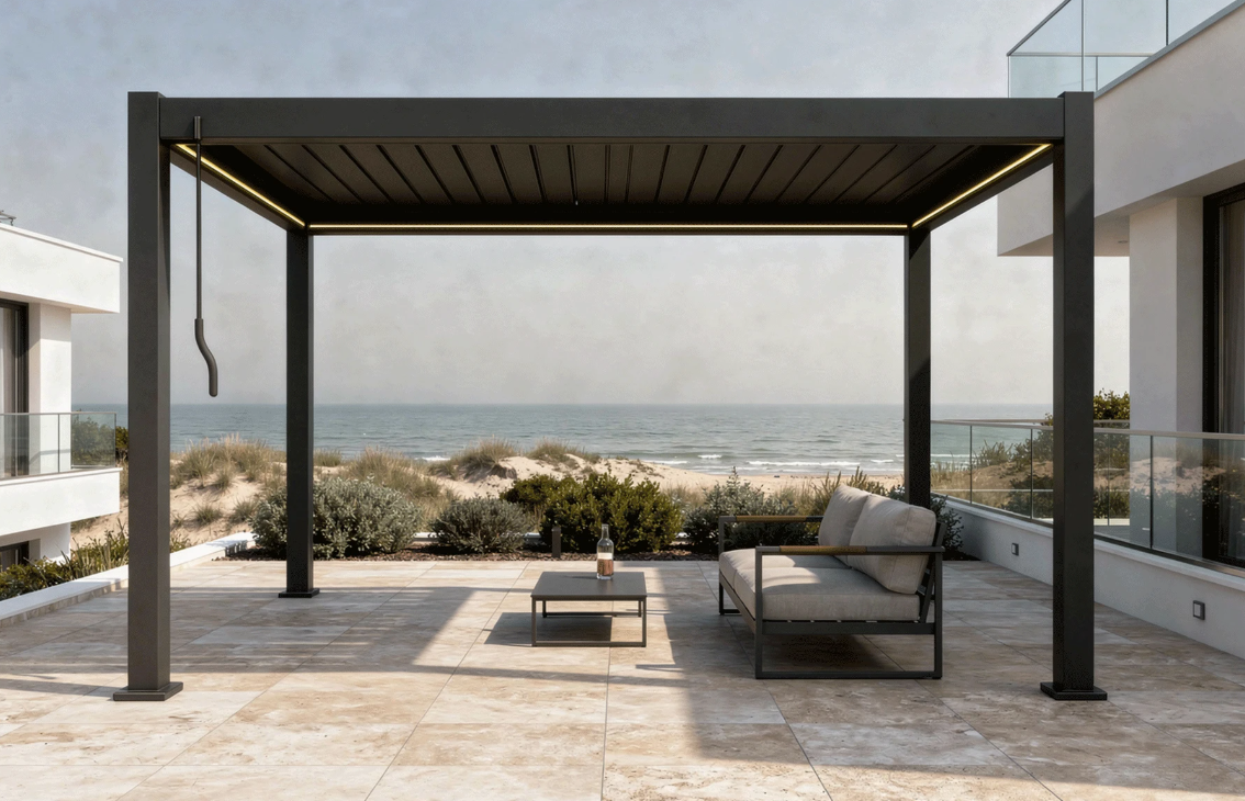 Pergola Bioclimatica X 2.0, Aluminiu, 3x4m, LED Lumina Calda, Gri Antracit [4]