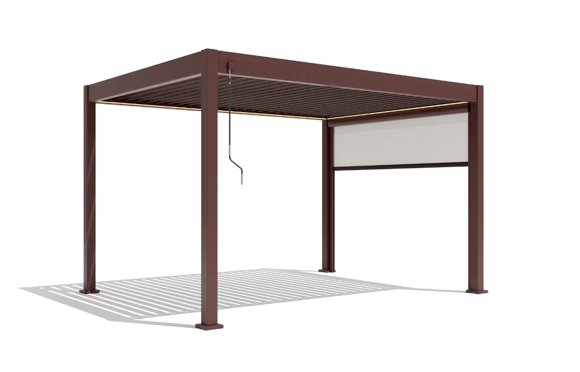 X 2.0 Bioclimatic Pergola, Aluminum, 4x4m, Warm White LED Lighting, Brown [12]