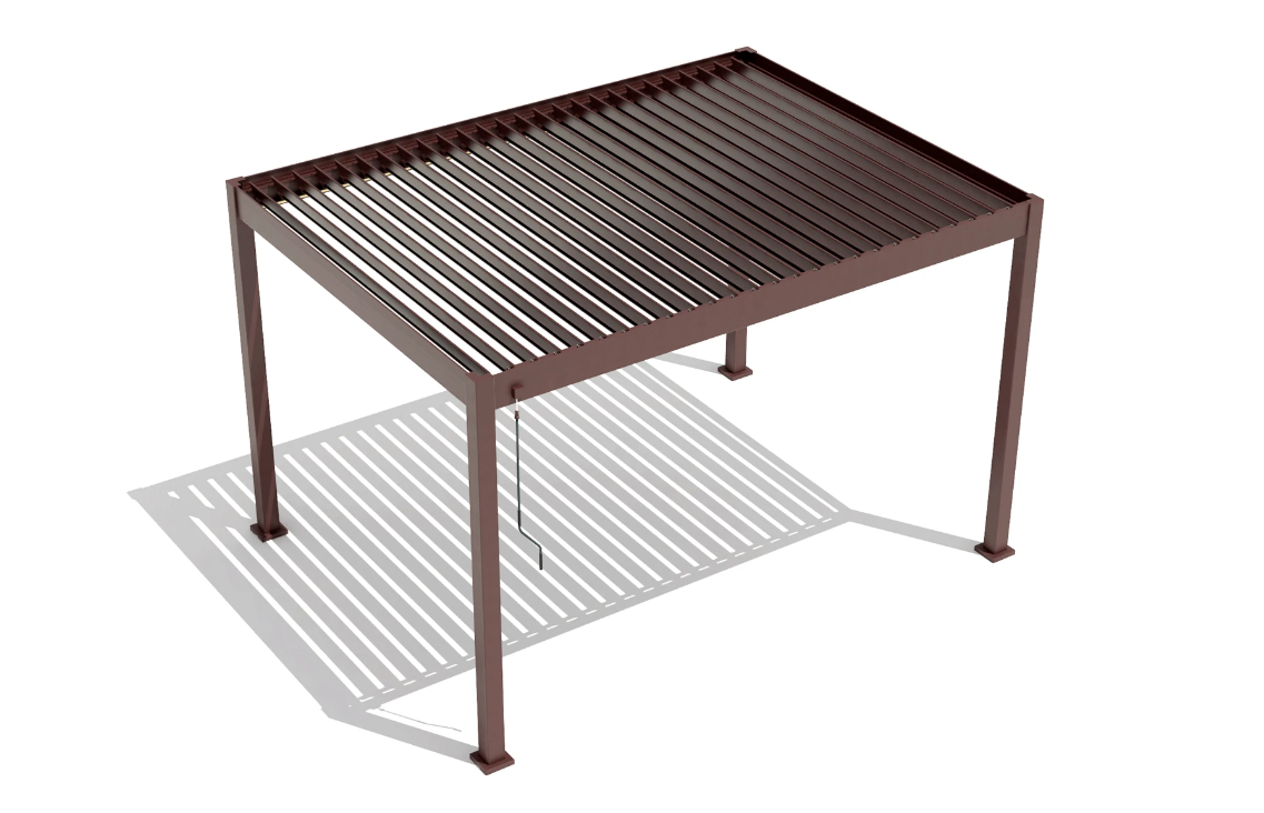 X 2.0 Bioclimatic Pergola, Aluminum, 4x4m, Warm White LED Lighting, Brown [10]