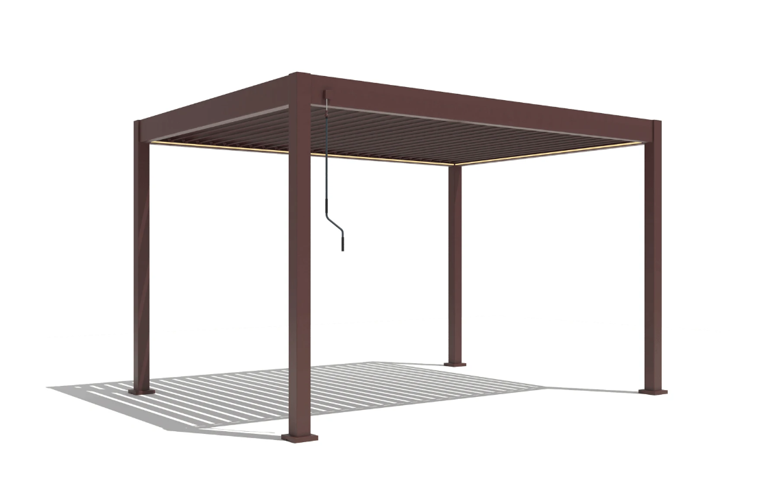 X 2.0 Bioclimatic Pergola, Aluminum, 4x4m, Warm White LED Lighting, Brown [5]