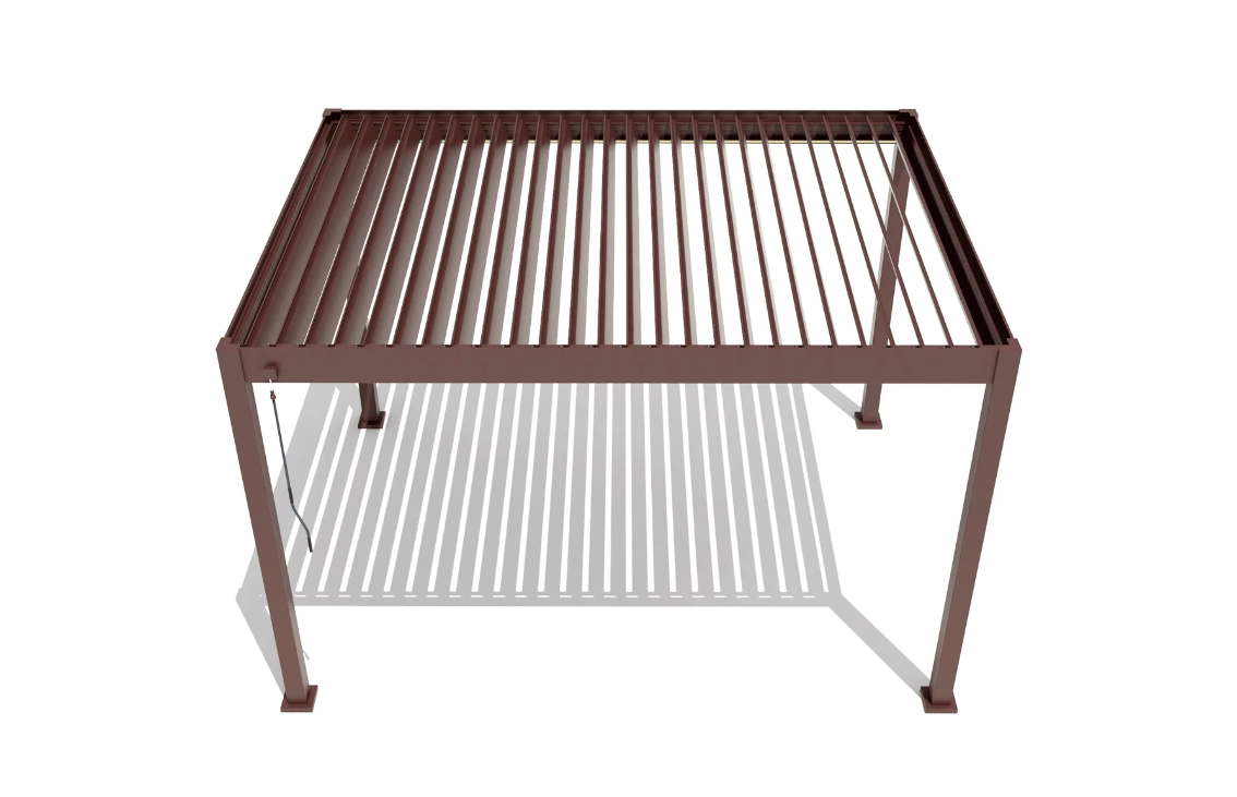 X 2.0 Bioclimatic Pergola, Aluminum, 4x4m, Warm White LED Lighting, Brown [11]