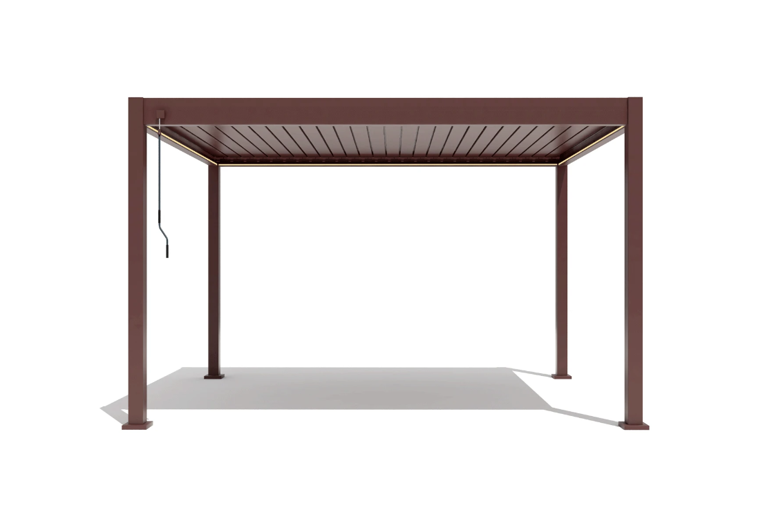 X 2.0 Bioclimatic Pergola, Aluminum, 4x4m, Warm White LED Lighting, Brown [2]
