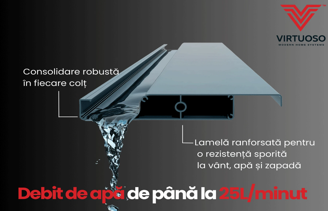 Pergola Bioclimatica X 2.0, cu Prindere pe Casa, 3x4m, LED Lumina Calda, Gri Antracit [6]