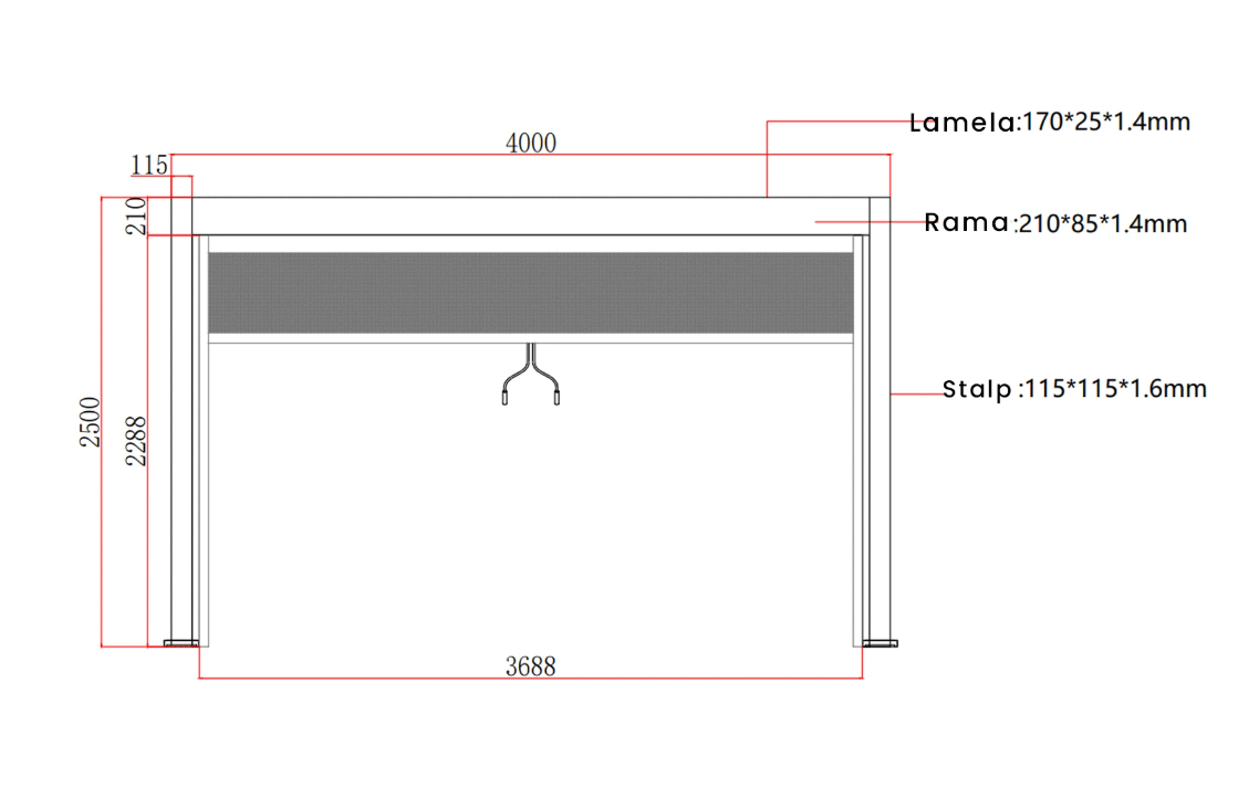 Pergola Bioclimatica X 2.0, cu Prindere pe Casa, 3x4m, LED Lumina Calda, Gri Antracit [8]
