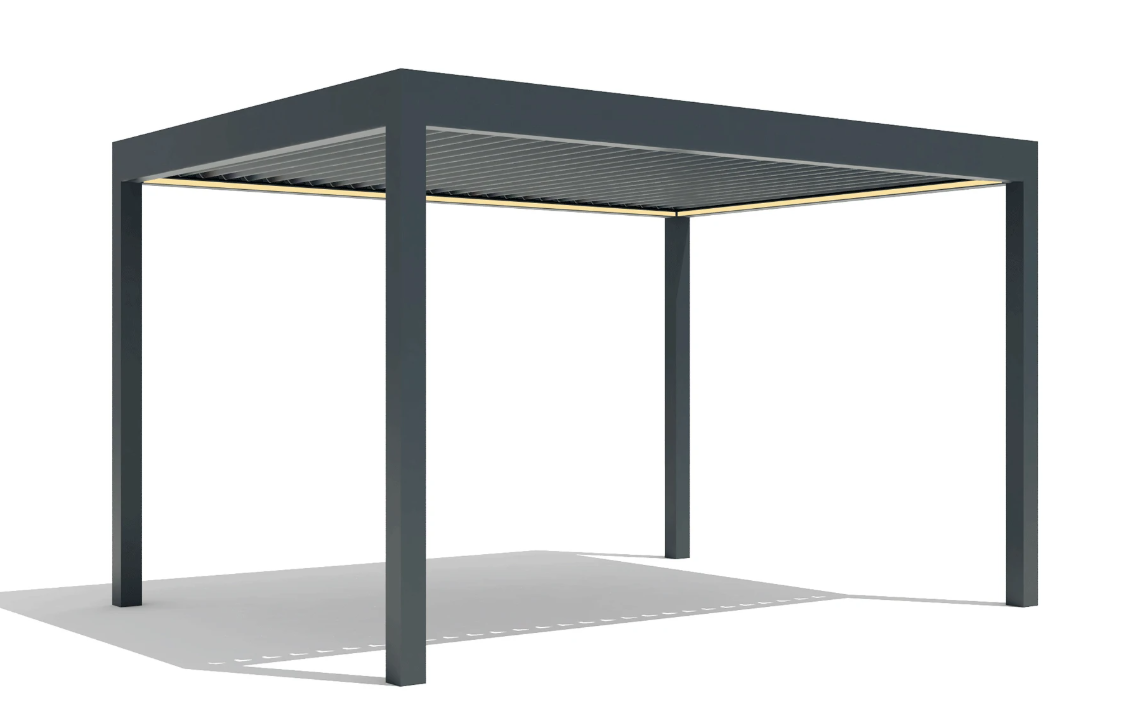 Pergola SUPREME din Aluminiu Acoperis Reglabil cu Spuma Poliuretanica, Actionare Electrica, Senzor de Ploaie & LED | 3000x4000mm, Gri RAL 7016 [8]