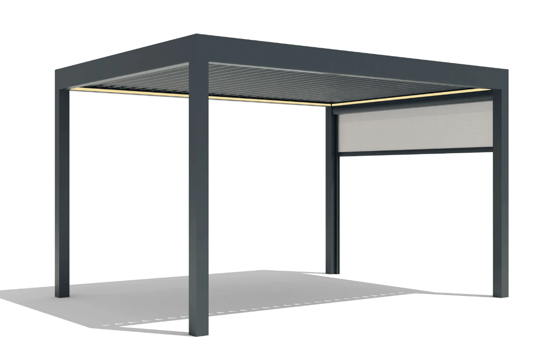 Pergola SUPREME din Aluminiu Acoperis Reglabil cu Spuma Poliuretanica, Actionare Electrica, Senzor de Ploaie & LED | 3000x4000mm, Gri RAL 7016 [9]