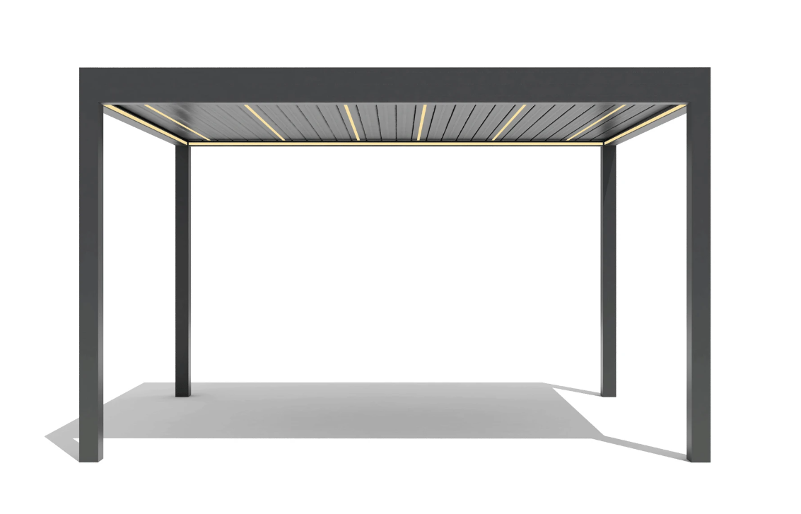 Pergola SUPREME din Aluminiu Acoperis Reglabil cu Spuma Poliuretanica, Actionare Electrica, Senzor de Ploaie & LED | 3000x4000mm, Gri RAL 7016 [2]