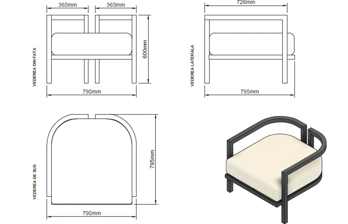 Set mobilier premium din aluminiu, pentru terasa/gradina/balcon, model Parma [16]