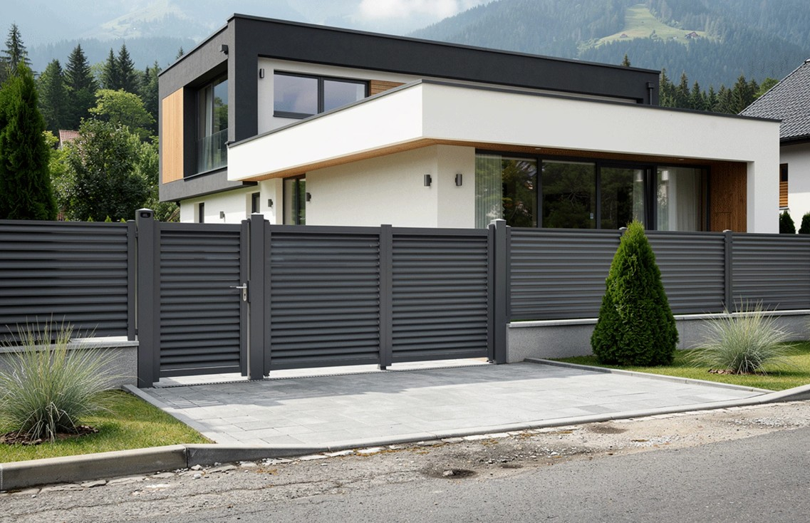 Set porti metalice din aluminiu, gri antracit, model Jaluzea Suprem [3]