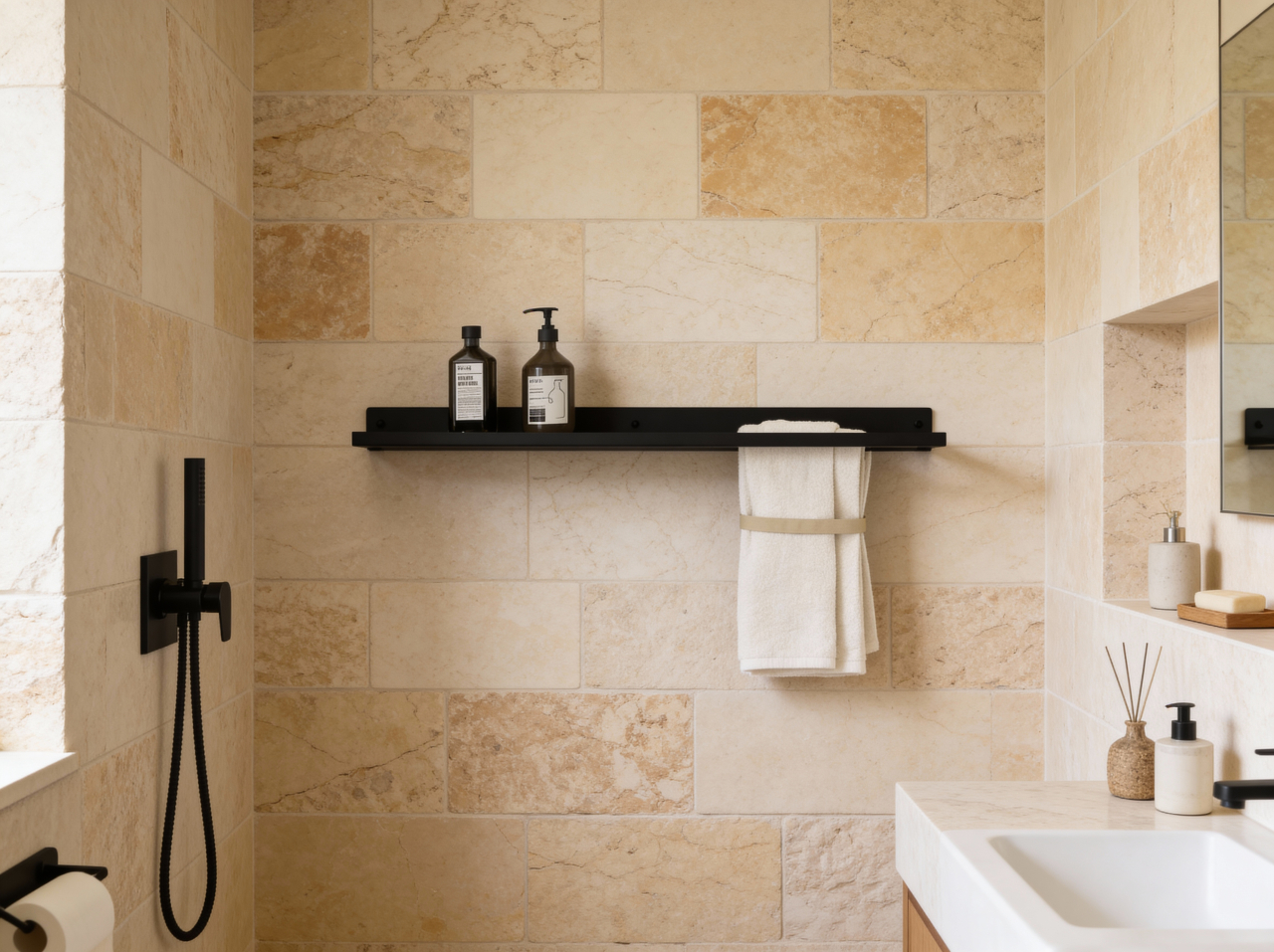 Stockholm - 120 cm bathroom aluminium shelf with an elegant design [2]