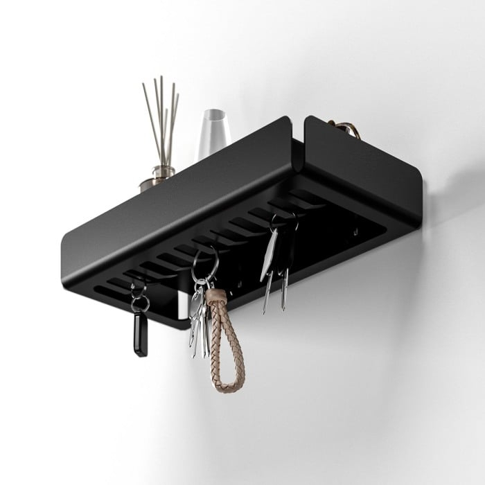 Suport de chei din aluminiu cu spațiu de depozitare și agățătoare [9]