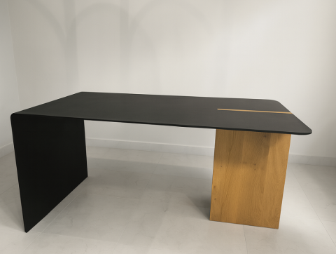 Masă modernă Line - oțel 10 mm și stejar natur [2]