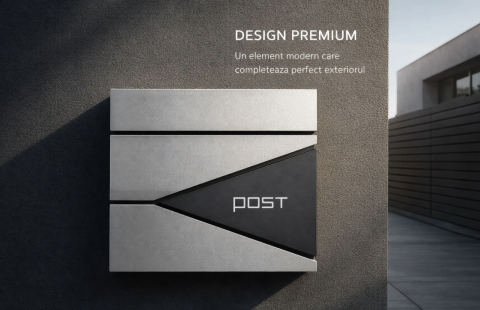 Cutii poștale - Cutie postala otel zincat, Design Modern, Gri antracit, Argintiu si Negru