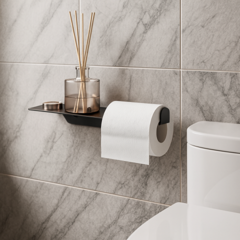 Accesorii Baie - Grace - Raft modern de baie din aluminiu cu suport pentru hârtie igienică