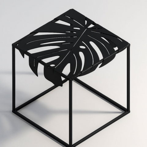 Masă de cafea cu blat metalic în formă de frunză - model Fronda [2]