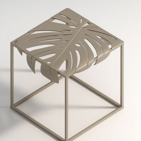 Masă de cafea cu blat metalic în formă de frunză - model Fronda [7]