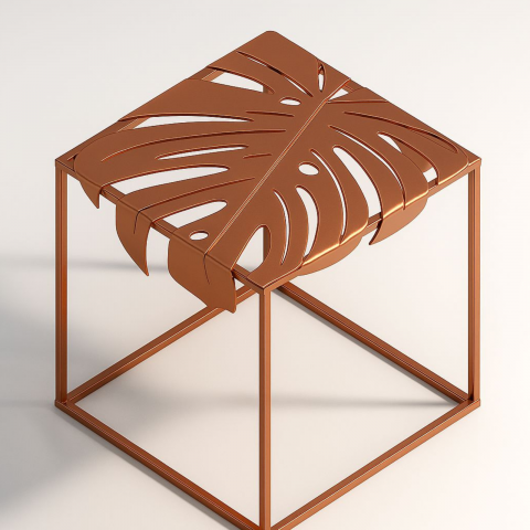 Masă de cafea cu blat metalic în formă de frunză - model Fronda [8]