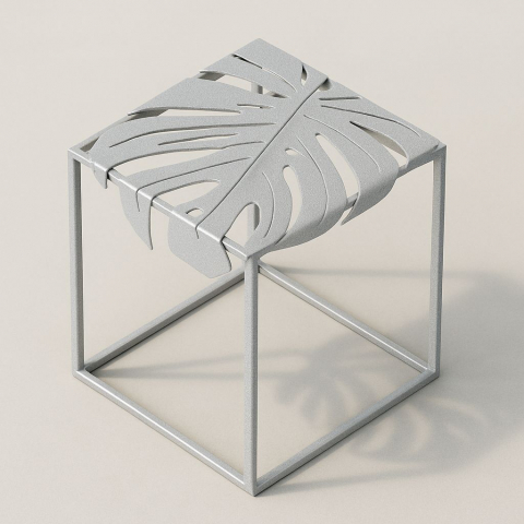 Masă de cafea cu blat metalic în formă de frunză - model Fronda [1]