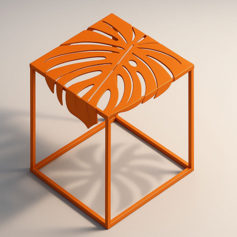 Masă de cafea cu blat metalic în formă de frunză - model Fronda [5]